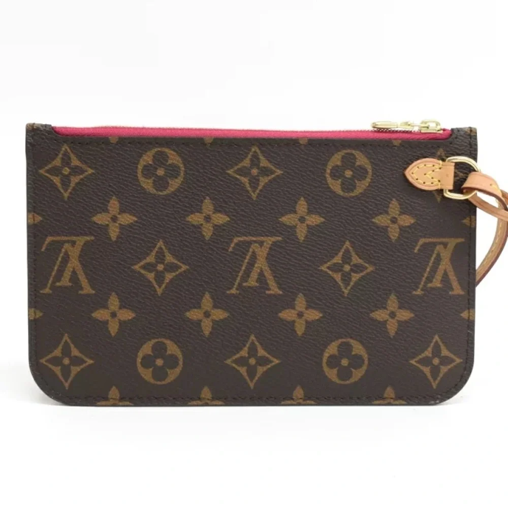 Authentic Louis Vuitton Neverfull PM pink pivone pouch monogram
